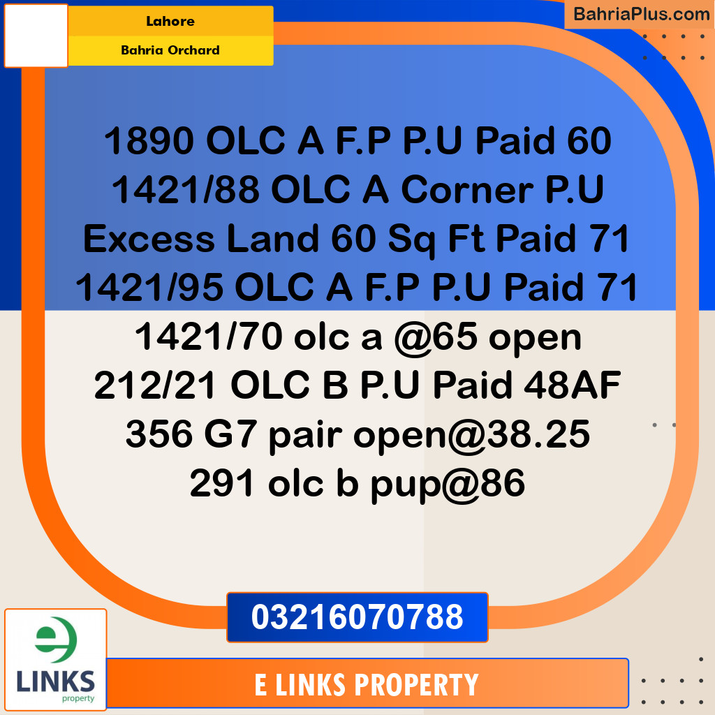 Residential Plot for Sale in Bahria Orchard, Lahore - (BP-306303)