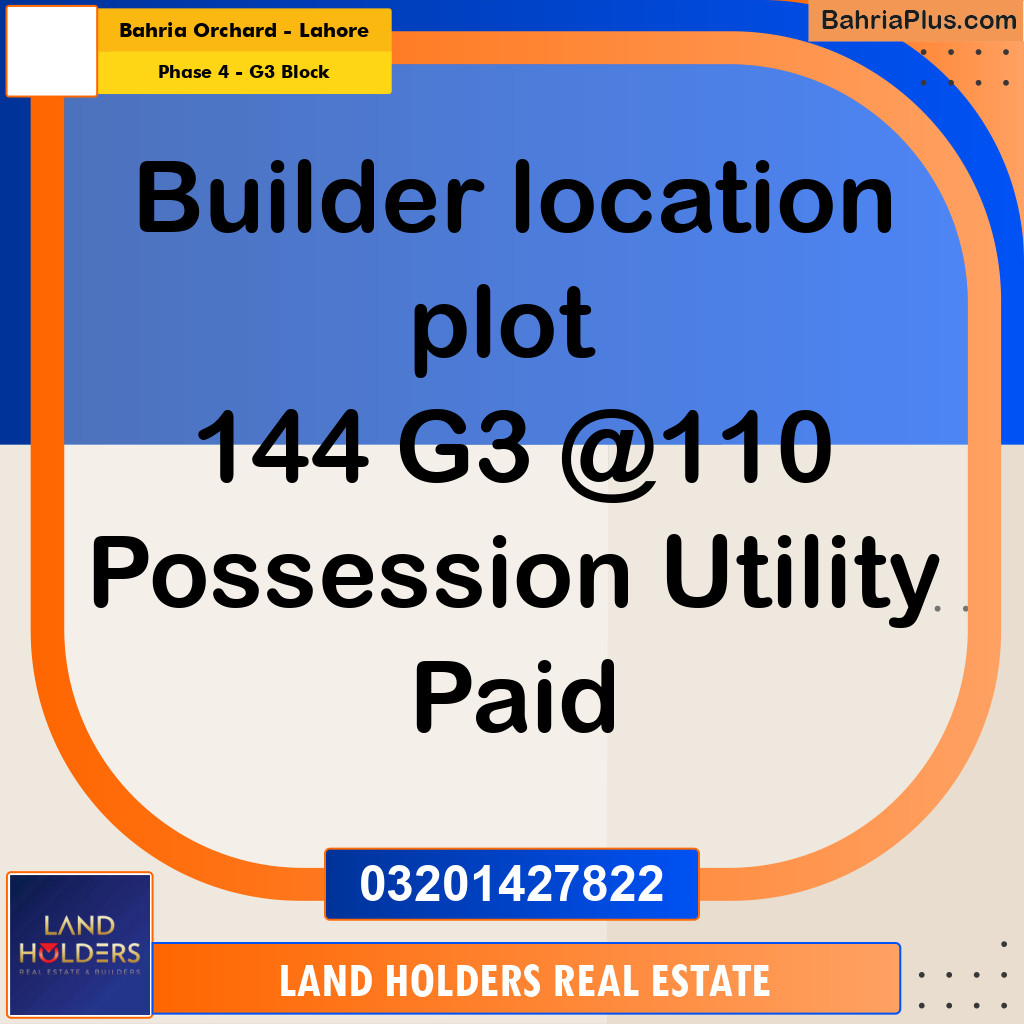 10 Marla Residential Plot for Sale in Phase 4 - G3 Block -  Bahria Orchard, Lahore - (BP-306323)