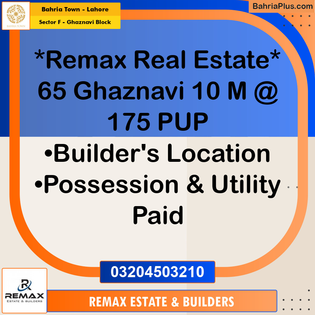10 Marla Residential Plot for Sale in Sector F - Ghaznavi Block -  Bahria Town, Lahore - (BP-306324)