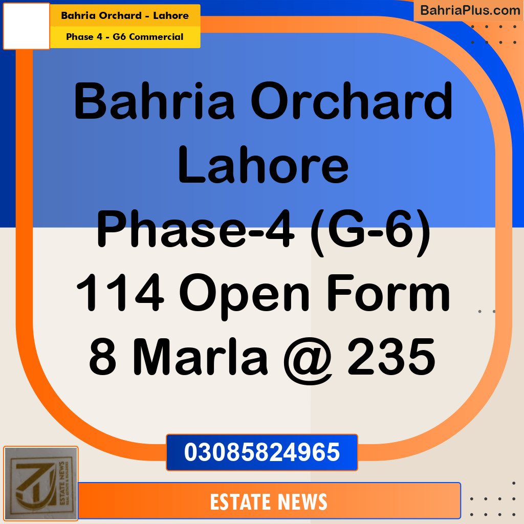 8 Marla Commercial Plot for Sale in Phase 4 - G6 Commercial -  Bahria Orchard, Lahore - (BP-306346)