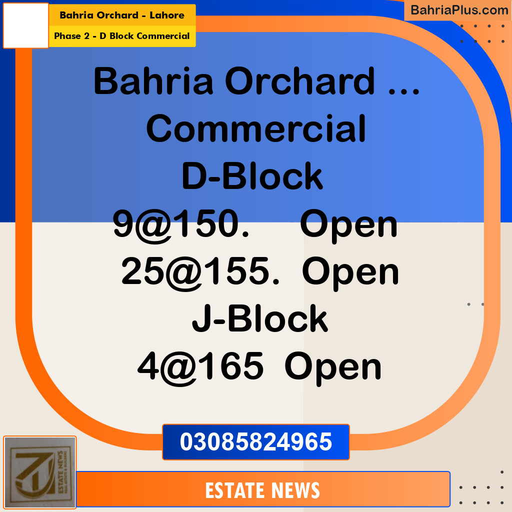 5 Marla Commercial Plot for Sale in Phase 2 - D Block Commercial -  Bahria Orchard, Lahore - (BP-306347)
