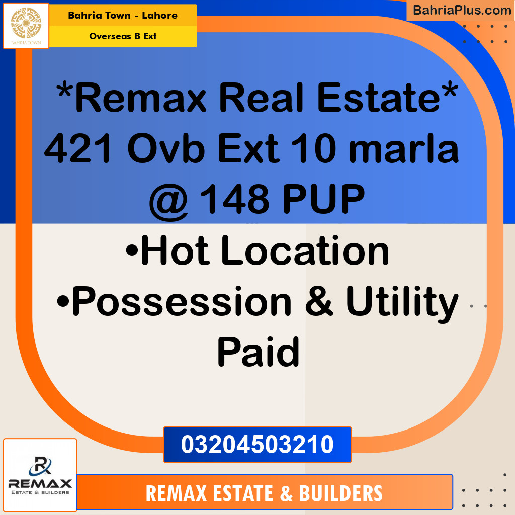 10 Marla Residential Plot for Sale in Overseas B Ext -  Bahria Town, Lahore - (BP-306353)