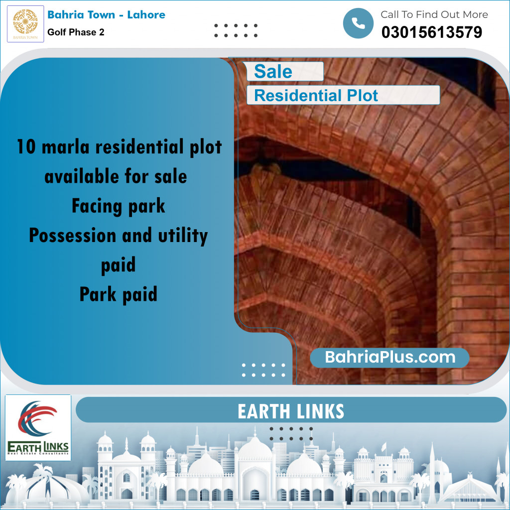 10 Marla Residential Plot for Sale in Golf Phase 2 -  Bahria Town, Lahore - (BP-306366)