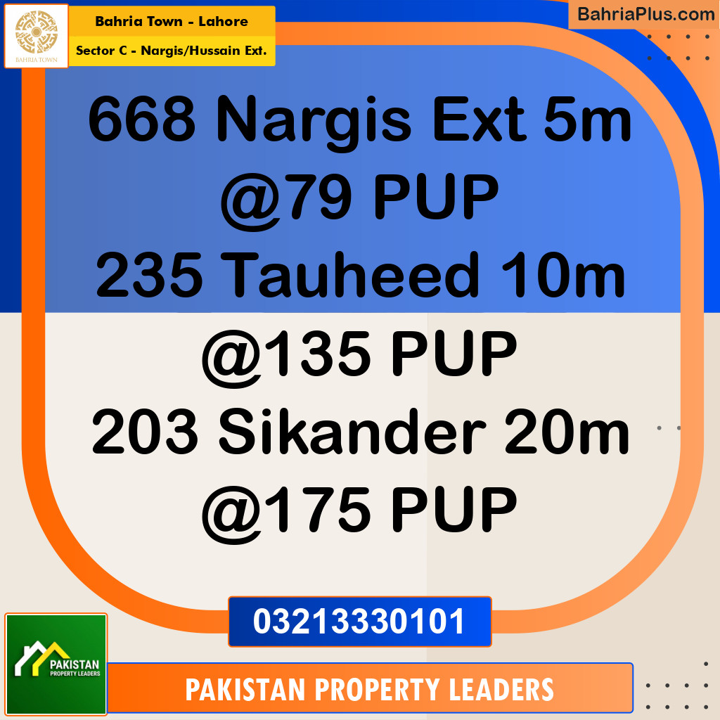 5 Marla Residential Plot for Sale in Sector C - Nargis/Hussain Ext. -  Bahria Town, Lahore - (BP-306367)