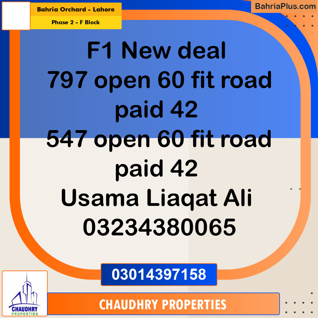 5 Marla Residential Plot for Sale in Phase 2 - F Block -  Bahria Orchard, Lahore - (BP-306401)