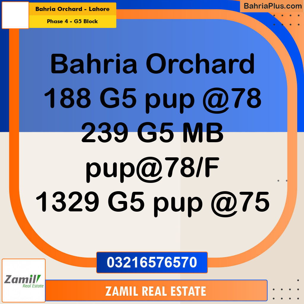 10 Marla Residential Plot for Sale in Phase 4 - G5 Block -  Bahria Orchard, Lahore - (BP-306482)