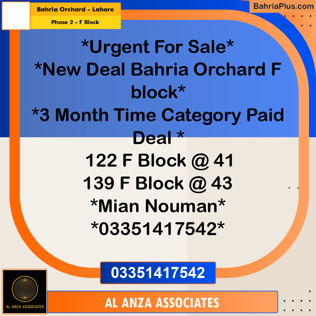 5 Marla Residential Plot for Sale in Phase 2 - F Block -  Bahria Orchard, Lahore - (BP-306502)