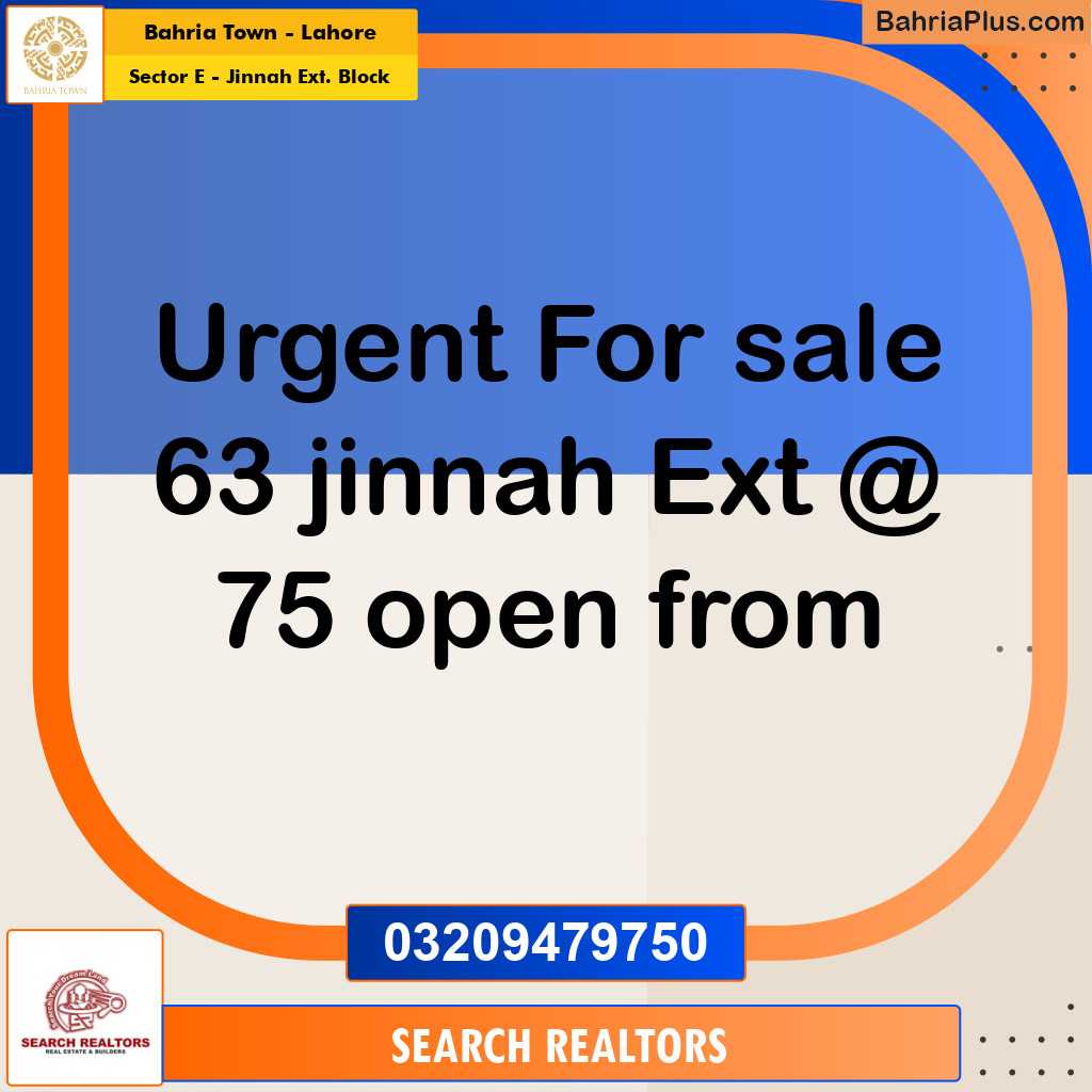 5 Marla Residential Plot for Sale in Sector E - Jinnah Ext. Block -  Bahria Town, Lahore - (BP-306504)