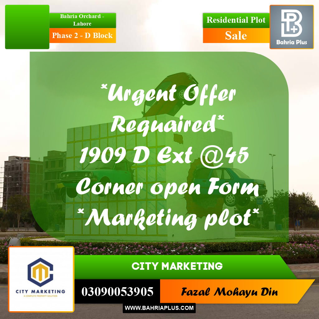 5 Marla Residential Plot for Sale in Phase 2 - D Block -  Bahria Orchard, Lahore - (BP-306592)