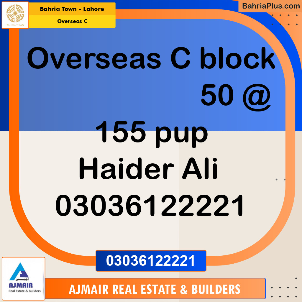Residential Plot for Sale in Overseas C -  Bahria Town, Lahore - (BP-306634)