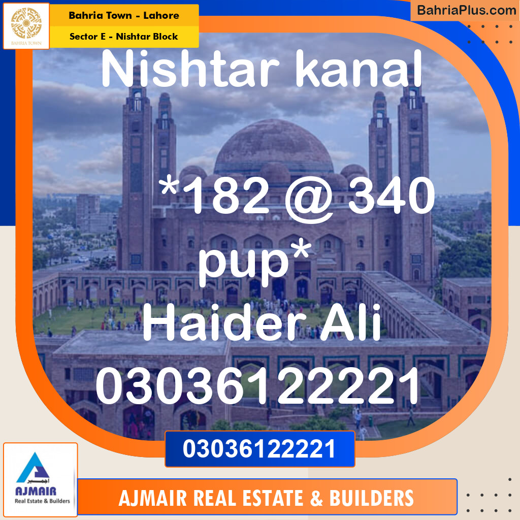 Residential Plot for Sale in Sector E - Nishtar Block -  Bahria Town, Lahore - (BP-306638)