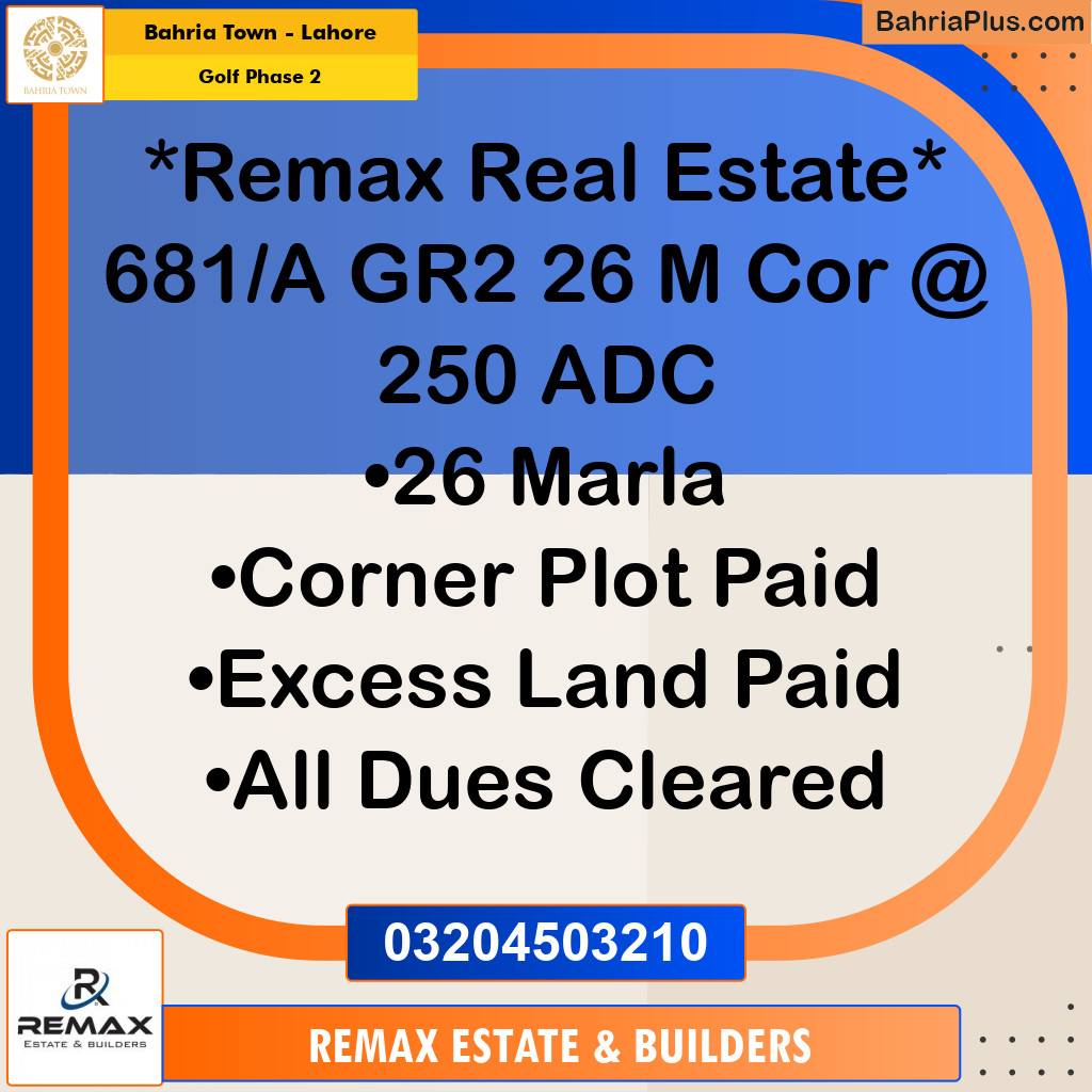 1 Marla Residential Plot for Sale in Golf Phase 2 -  Bahria Town, Lahore - (BP-306640)