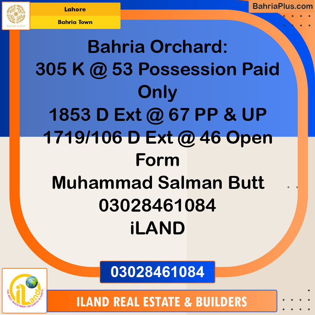 Residential Plot for Sale in Bahria Town, Lahore - (BP-306650)