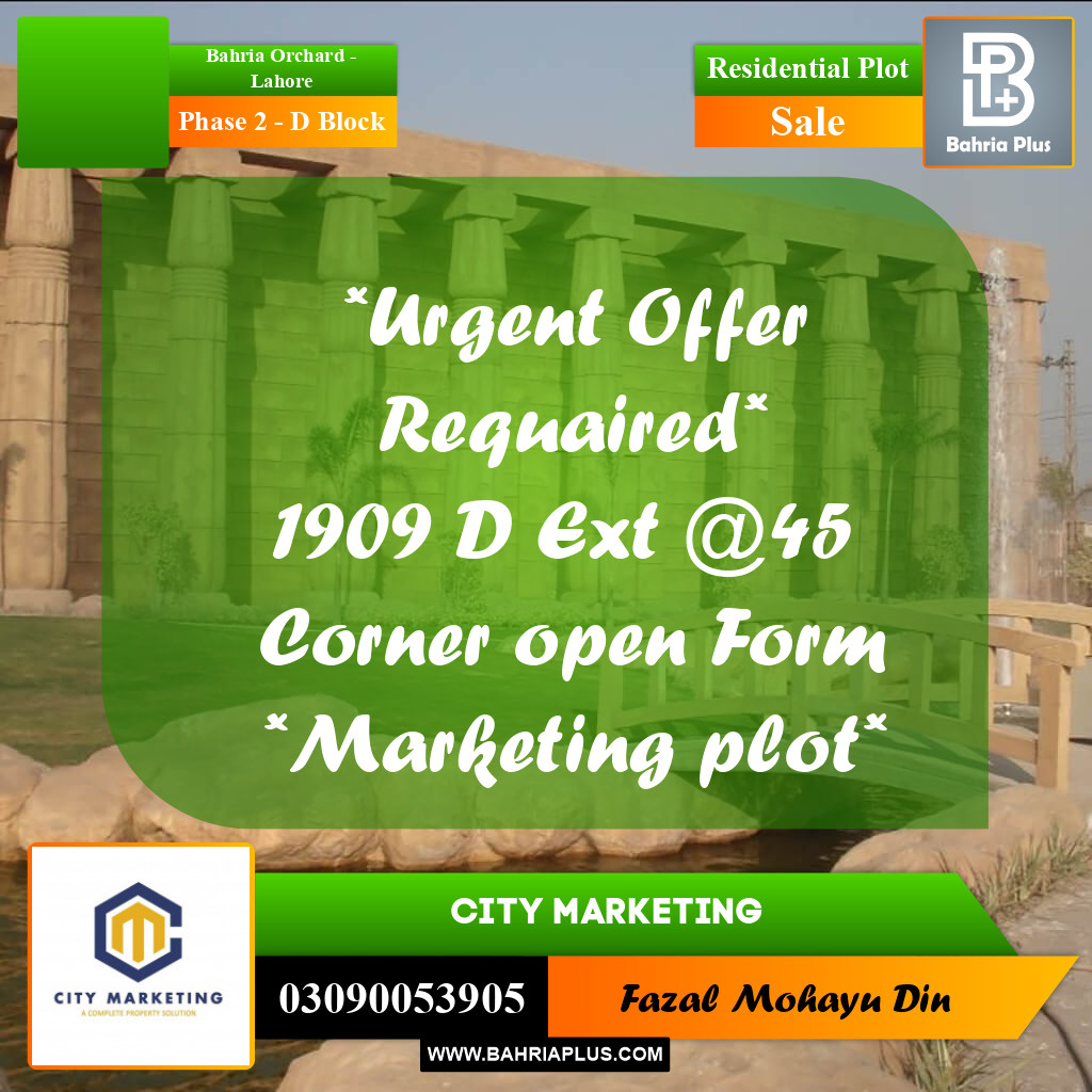 5 Marla Residential Plot for Sale in Phase 2 - D Block -  Bahria Orchard, Lahore - (BP-306661)