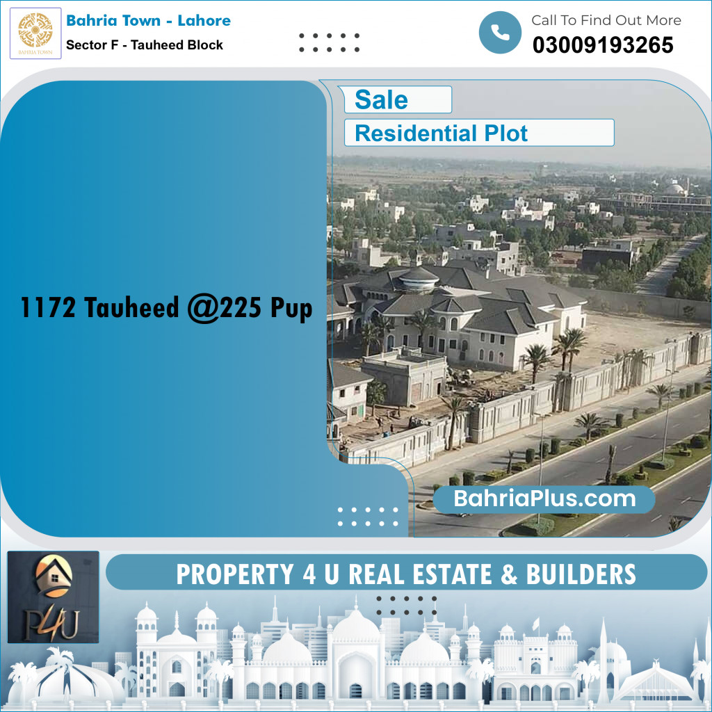 1 Kanal Residential Plot for Sale in Sector F - Tauheed Block -  Bahria Town, Lahore - (BP-306724)