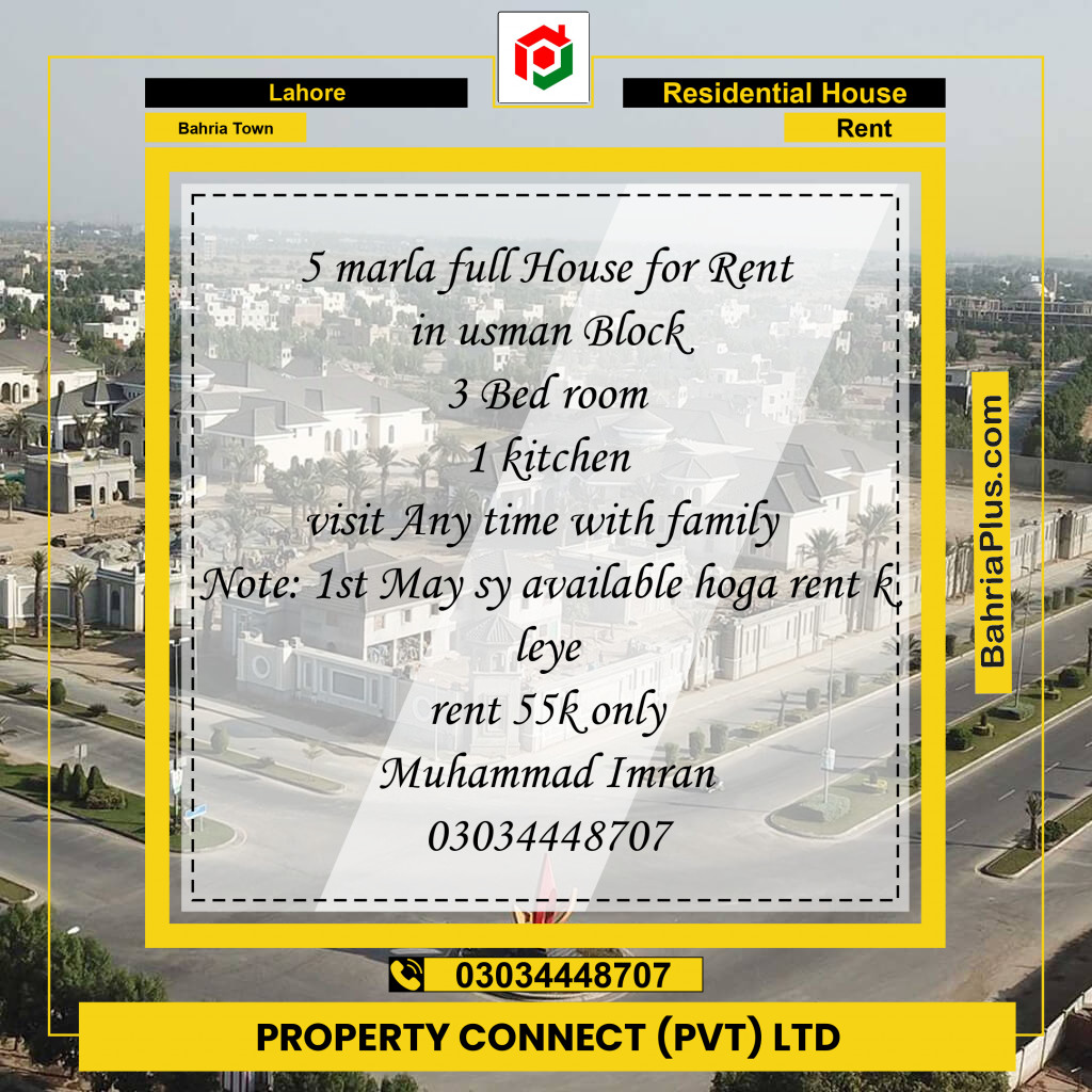 Residential House for Rent in Bahria Town, Lahore - (BP-306769)