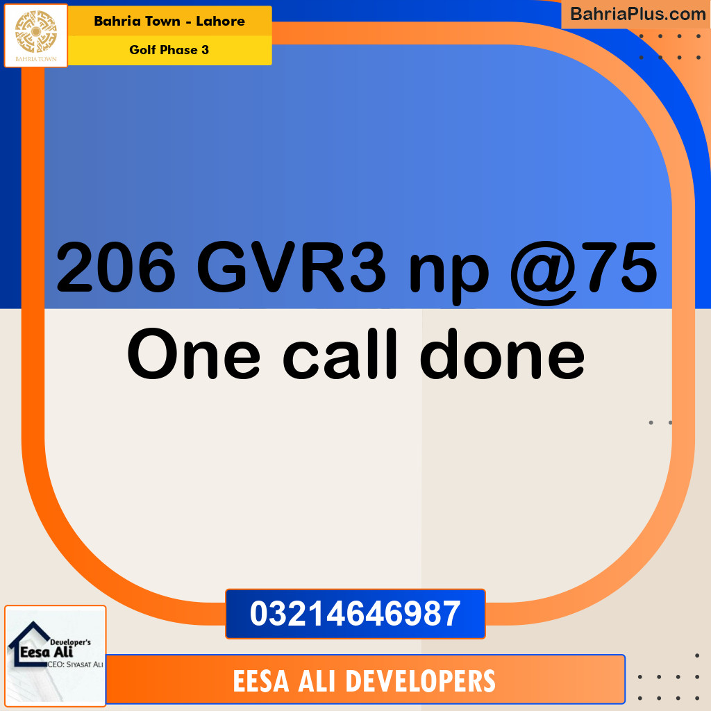 Residential Plot for Sale in Golf Phase 3 -  Bahria Town, Lahore - (BP-306790)