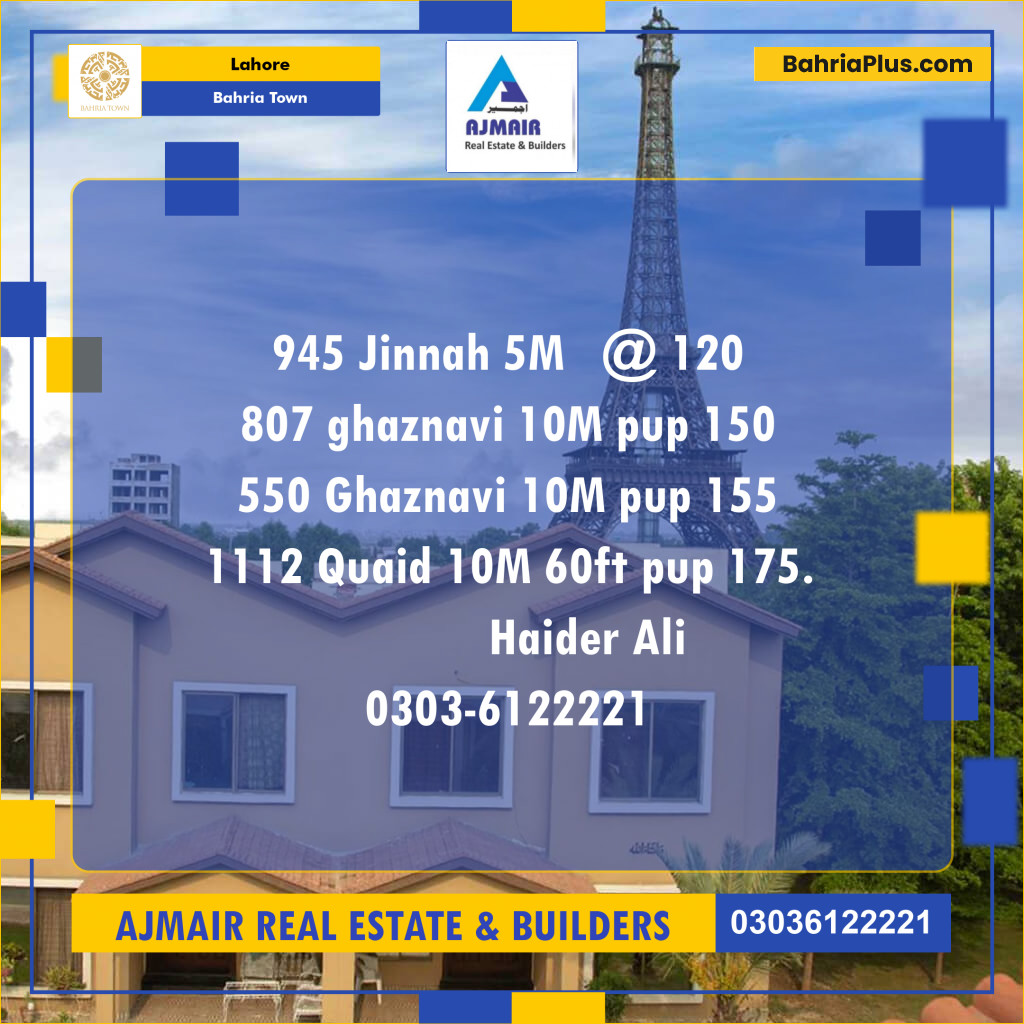 Residential Plot for Sale in Bahria Town, Lahore - (BP-306819)