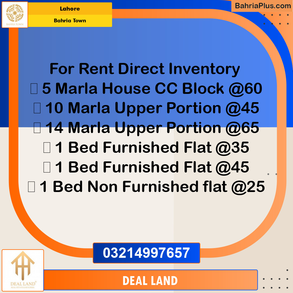 Residential House for Rent in Bahria Town, Lahore - (BP-306845)