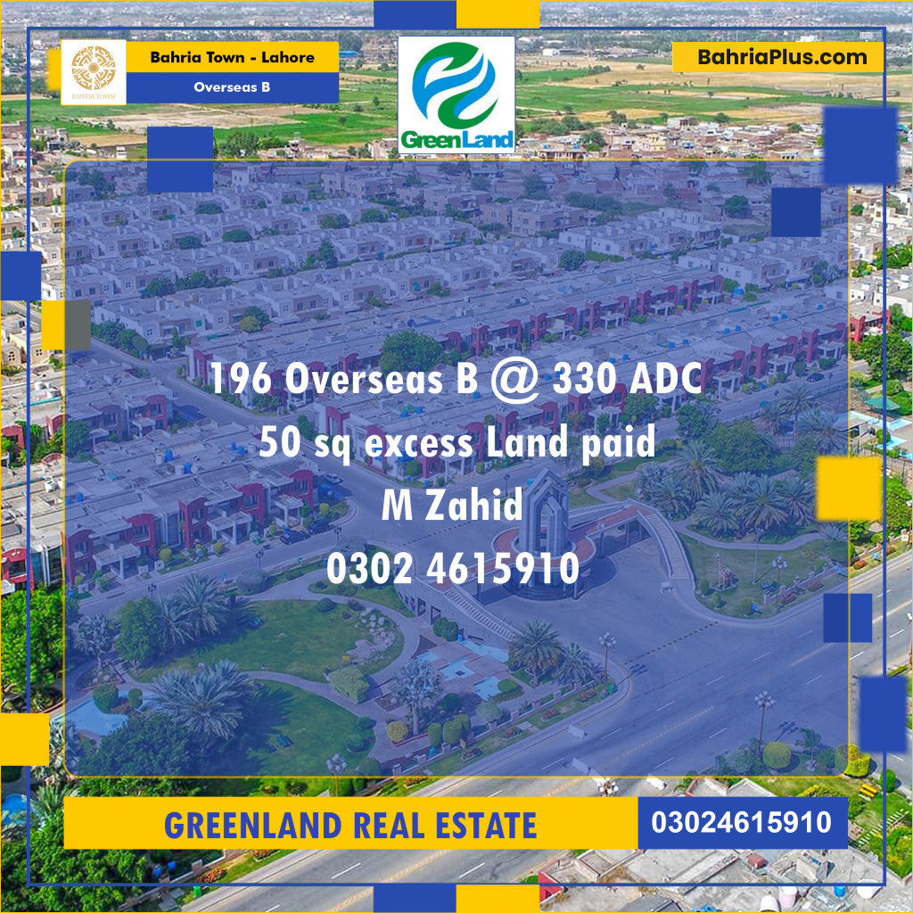 20 Marla Residential Plot for Sale in Overseas B -  Bahria Town, Lahore - (BP-307035)