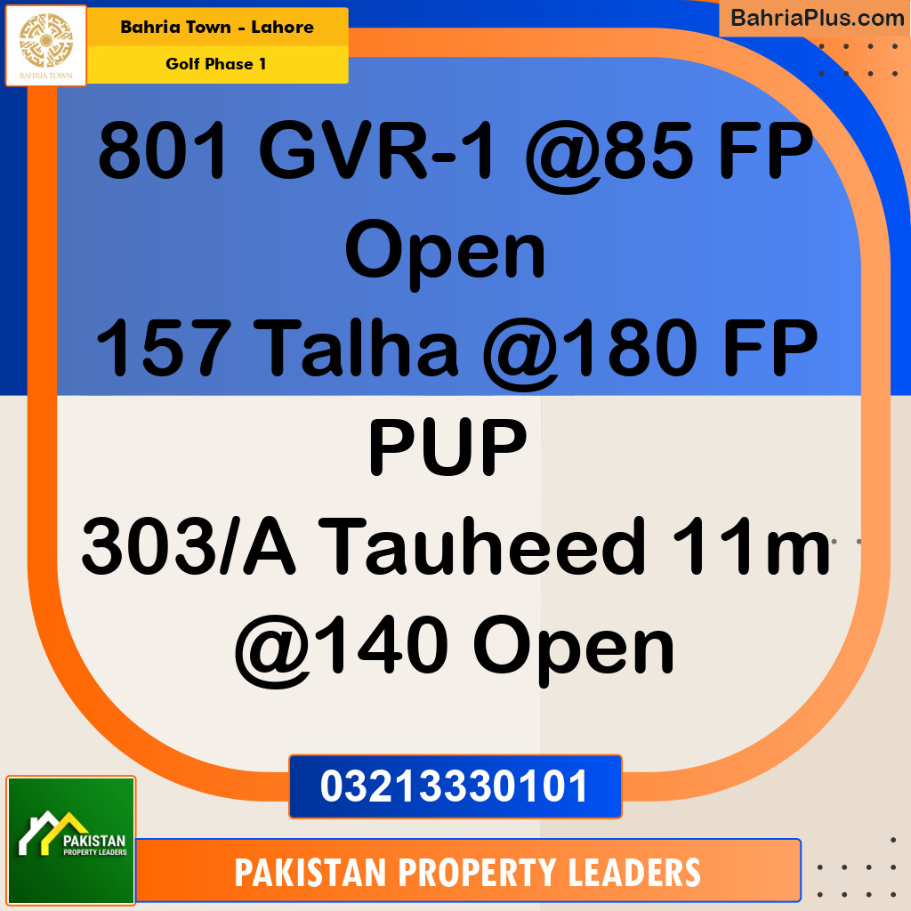 10 Marla Residential Plot for Sale in Golf Phase 1 -  Bahria Town, Lahore - (BP-307040)