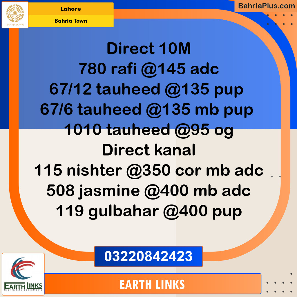 Residential Plot for Sale in Bahria Town, Lahore - (BP-307073)