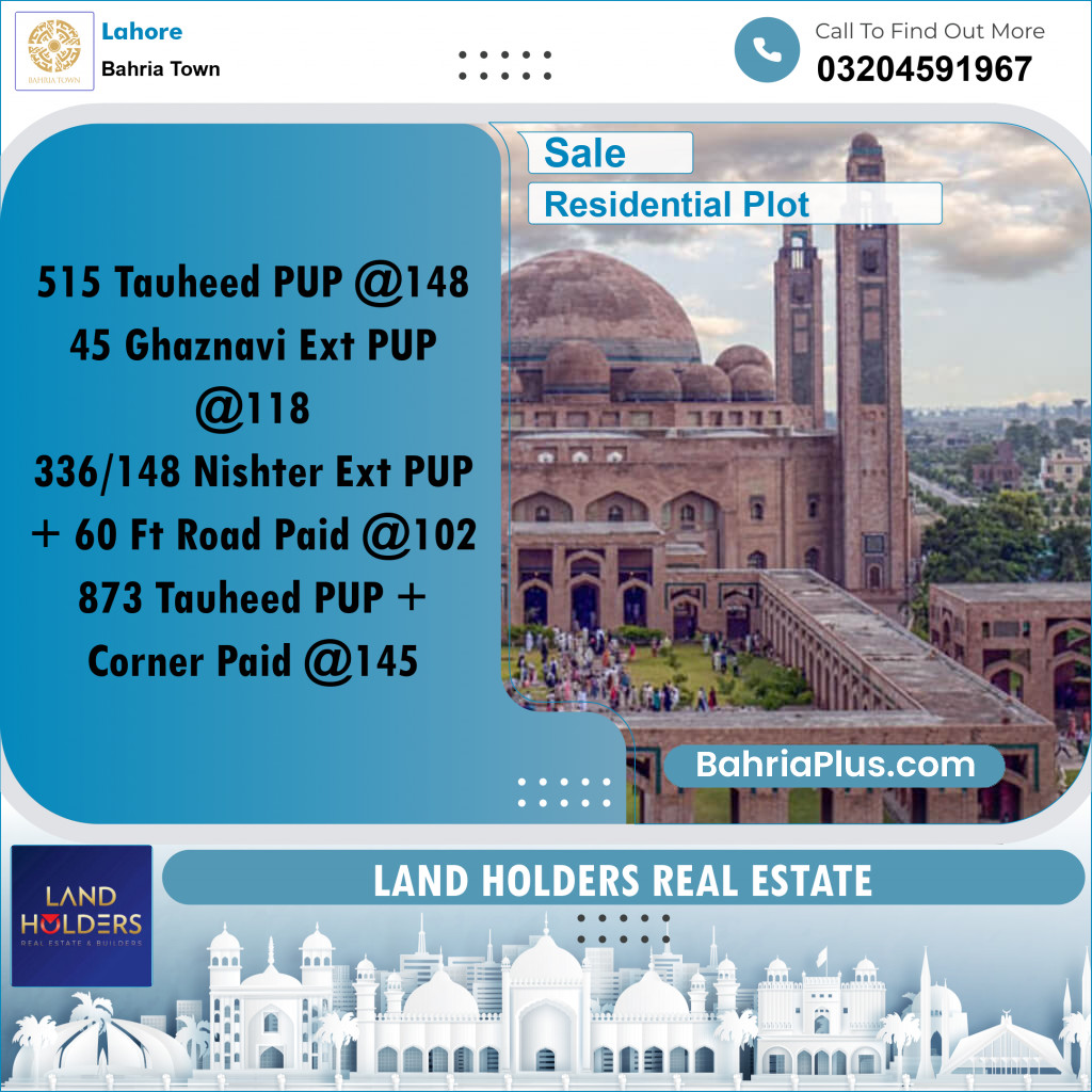 Residential Plot for Sale in Bahria Town, Lahore - (BP-307089)