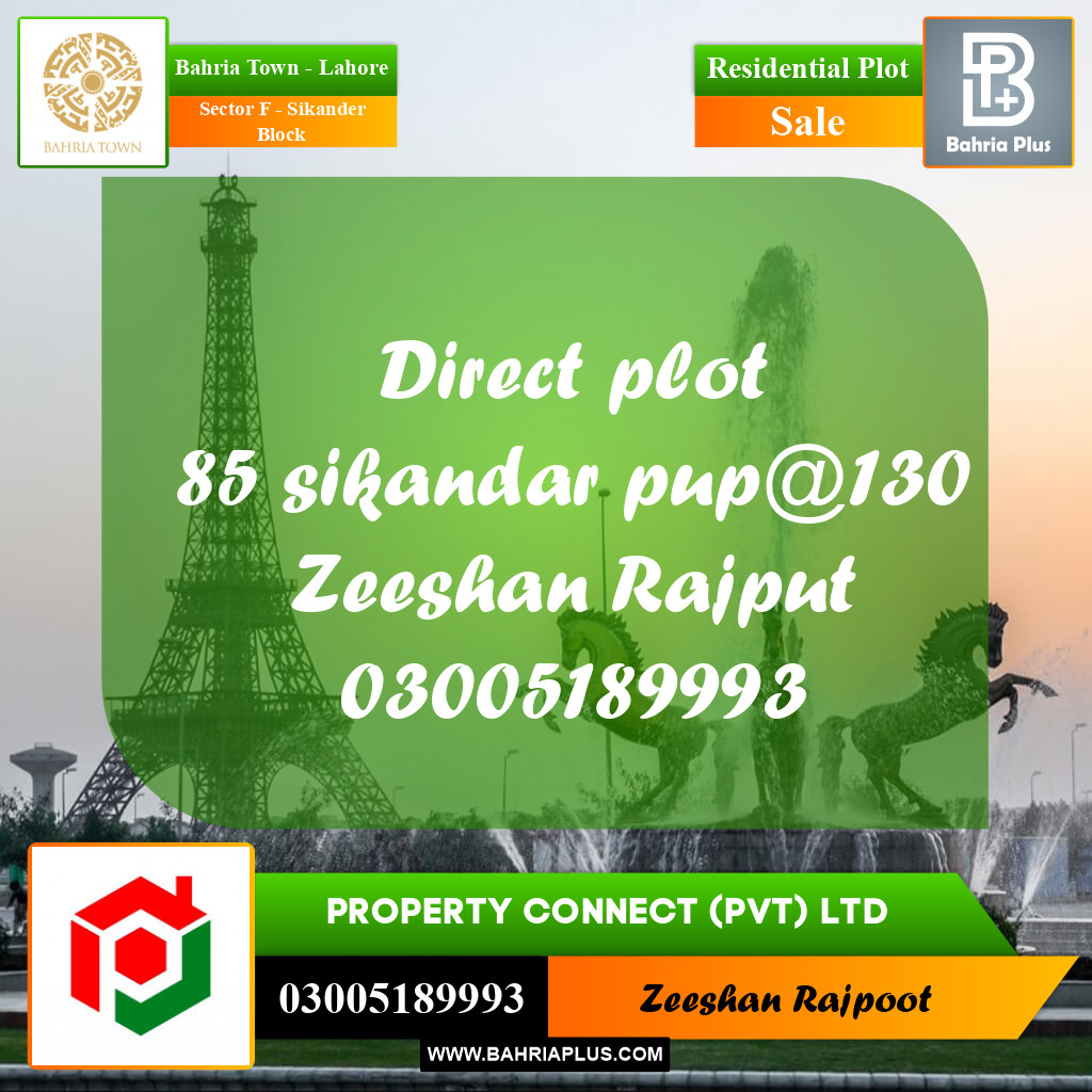 Residential Plot for Sale in Sector F - Sikander Block -  Bahria Town, Lahore - (BP-307164)