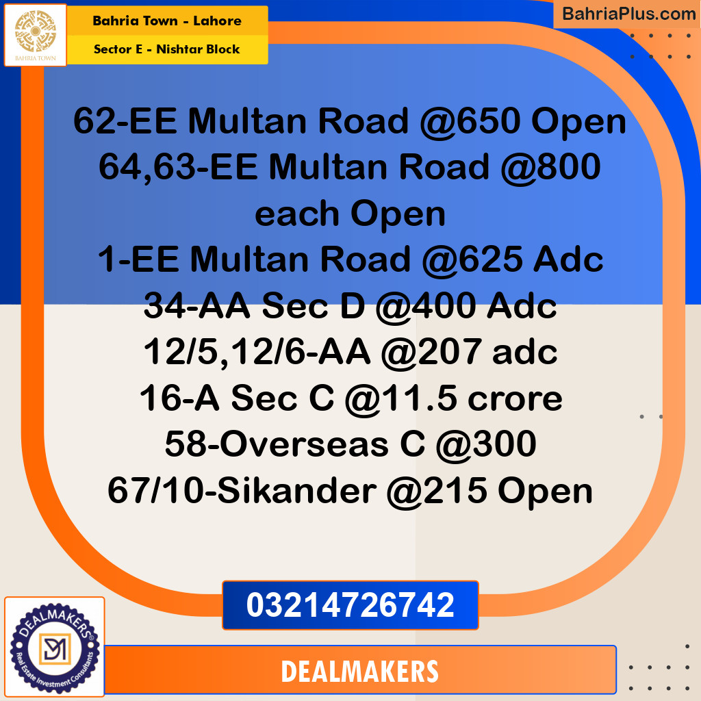 5 Marla Residential Plot for Sale in Sector E - Nishtar Block -  Bahria Town, Lahore - (BP-307212)