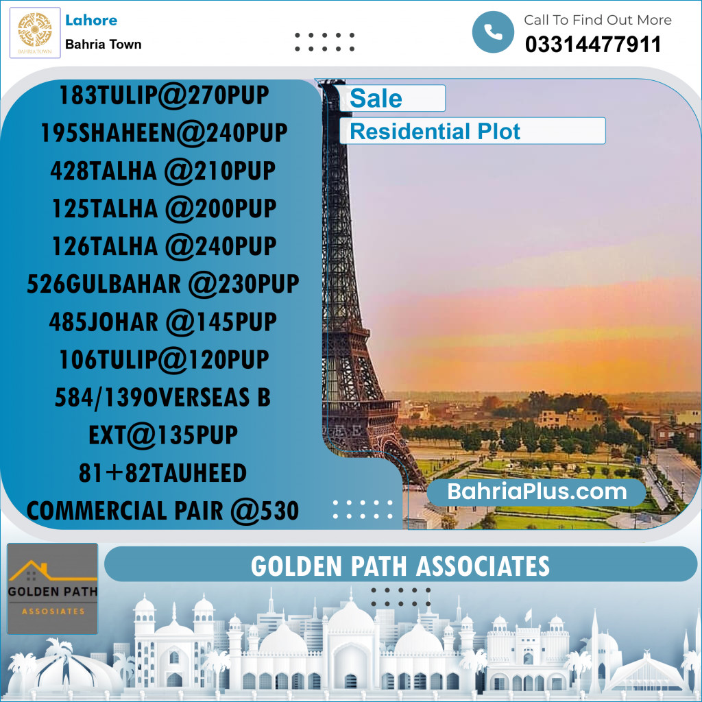 Residential Plot for Sale in Bahria Town, Lahore - (BP-307247)
