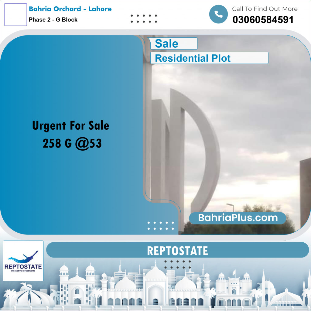 5 Marla Residential Plot for Sale in Phase 2 - G Block -  Bahria Orchard, Lahore - (BP-307259)