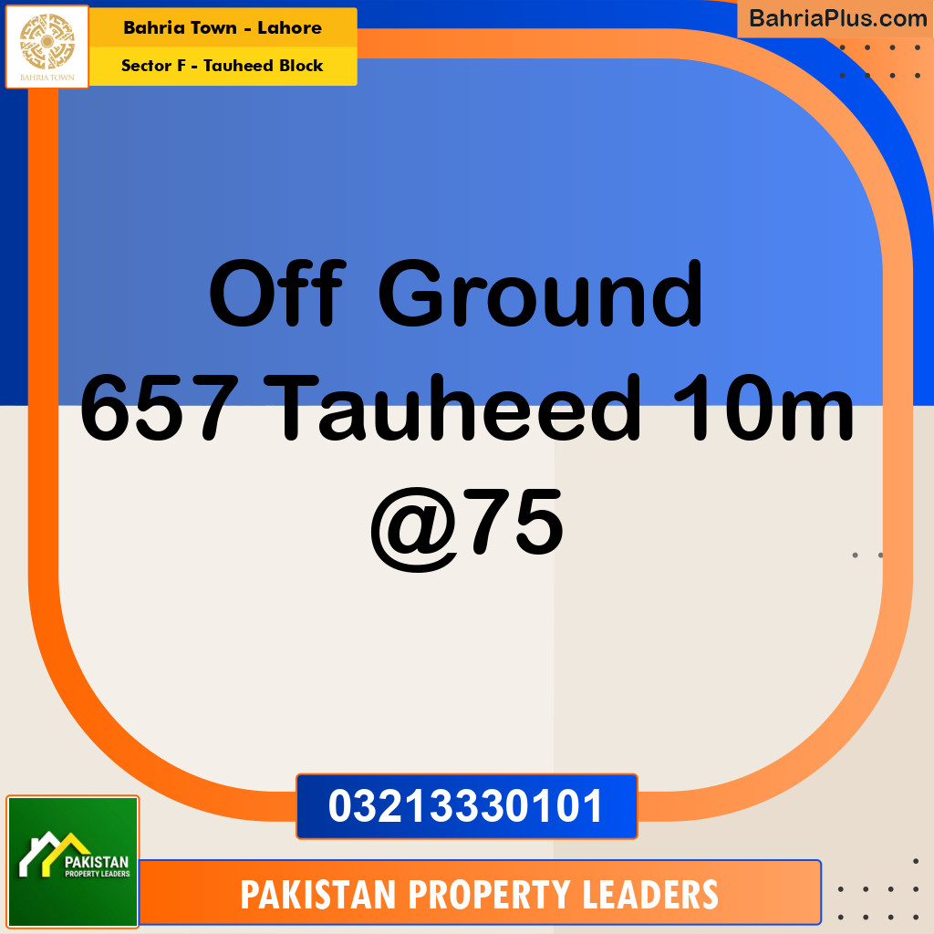 10 Marla Residential Plot for Sale in Sector F - Tauheed Block -  Bahria Town, Lahore - (BP-307326)