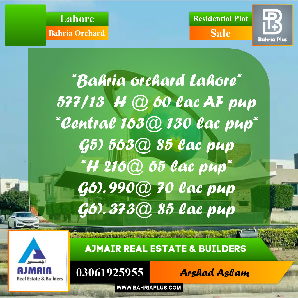 Residential Plot for Sale in Bahria Orchard, Lahore - (BP-307377)