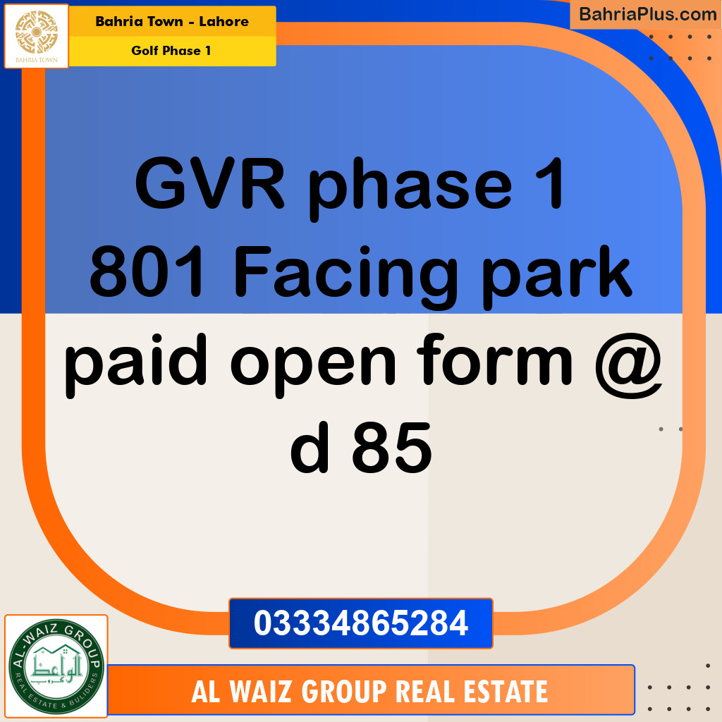 10 Marla Residential Plot for Sale in Golf Phase 1 -  Bahria Town, Lahore - (BP-307415)