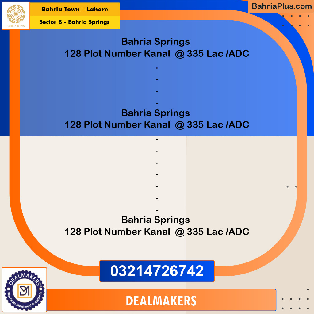1 Kanal Residential Plot for Sale in Sector B - Bahria Springs -  Bahria Town, Lahore - (BP-307424)