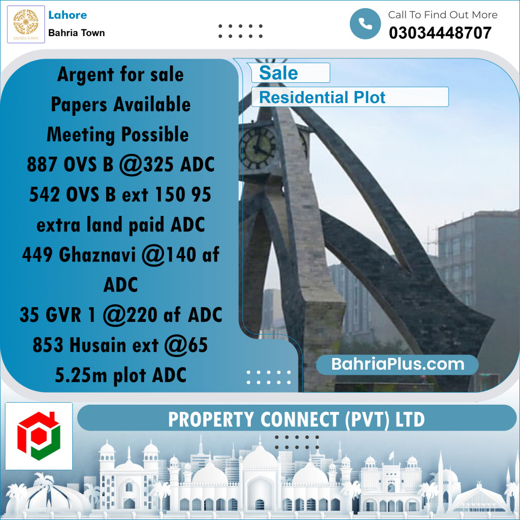 Residential Plot for Sale in Bahria Town, Lahore - (BP-307458)