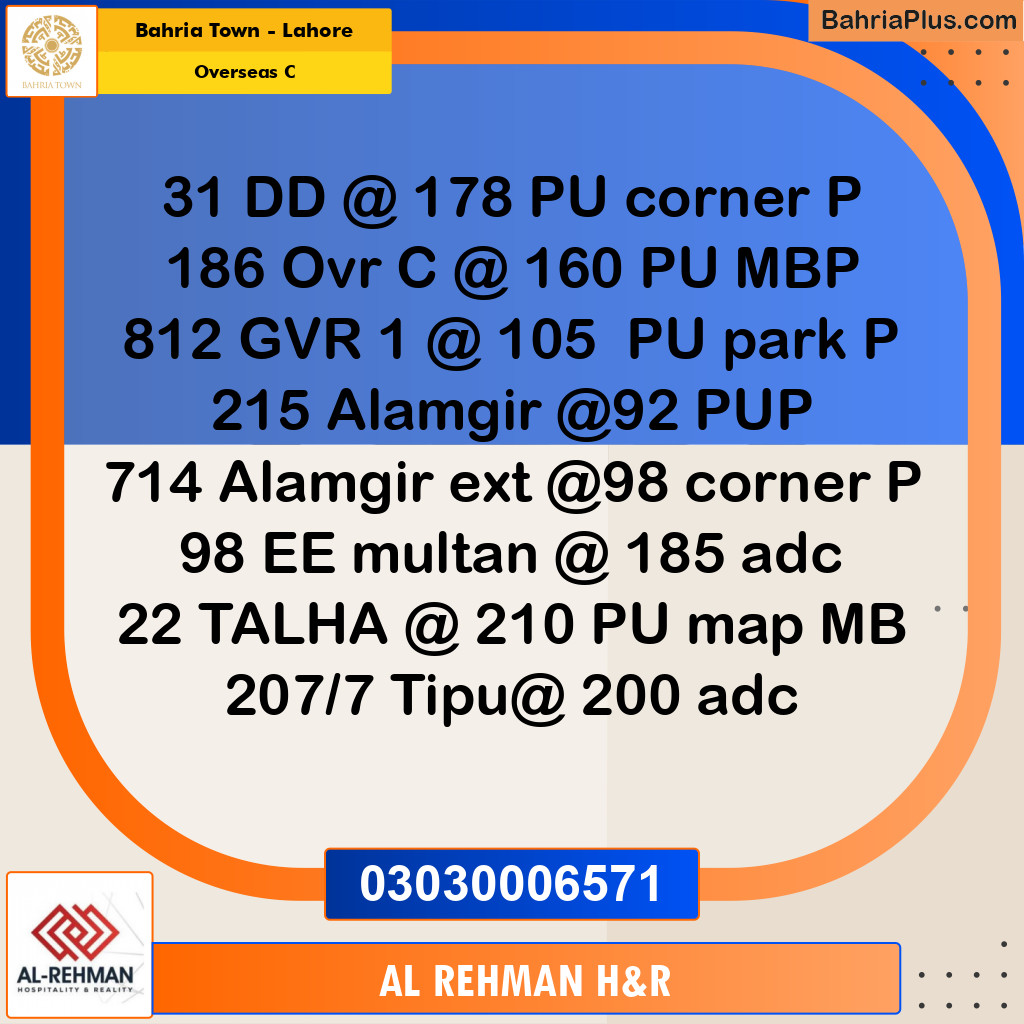 10 Marla Residential Plot for Sale in Overseas C -  Bahria Town, Lahore - (BP-307461)