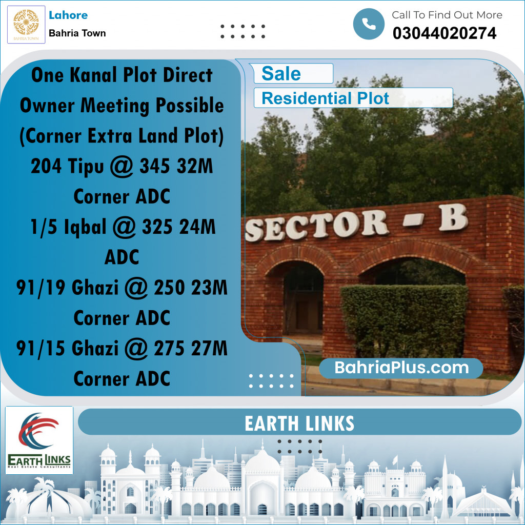 1 Kanal Residential Plot for Sale in Bahria Town, Lahore - (BP-307500)