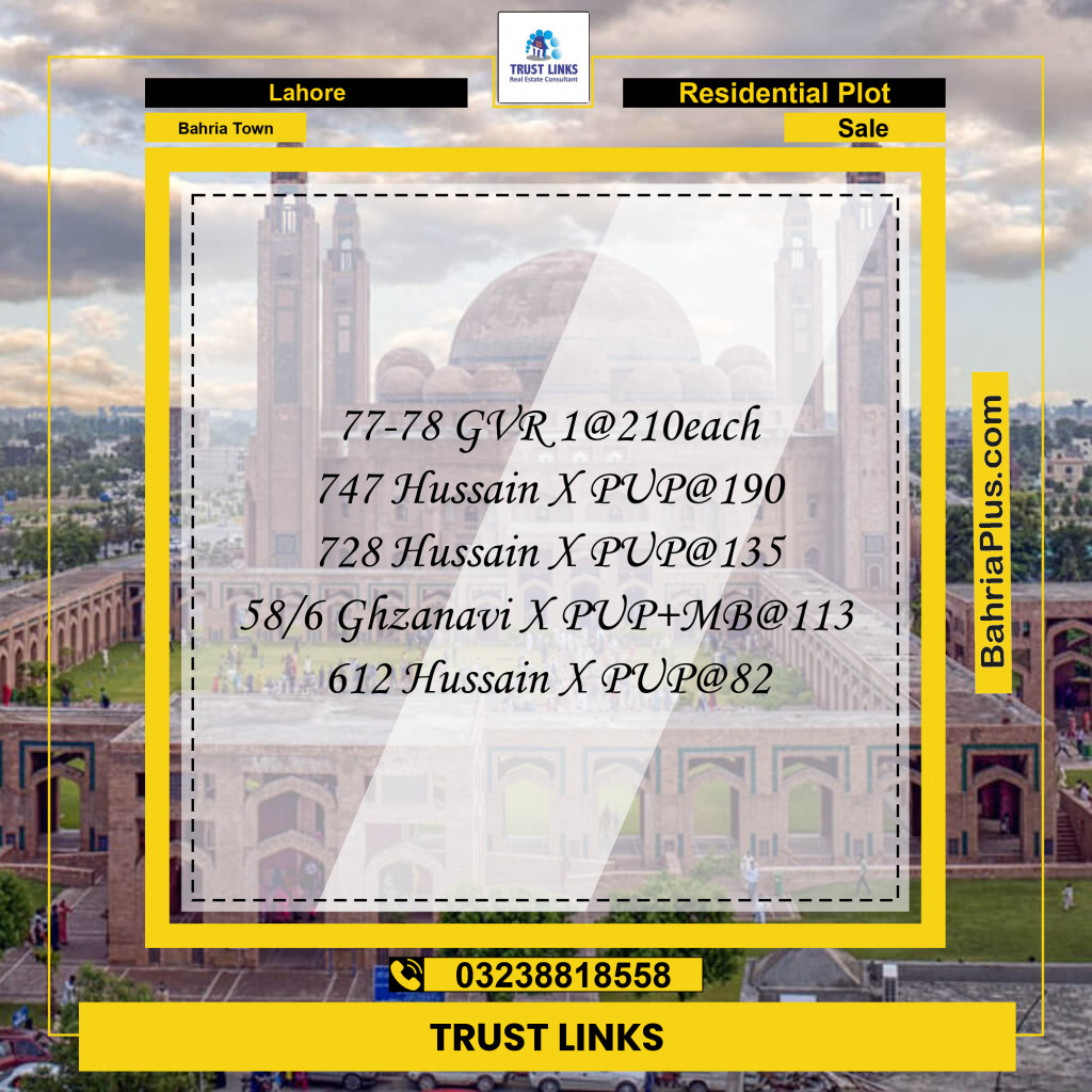Residential Plot for Sale in Bahria Town, Lahore - (BP-307581)