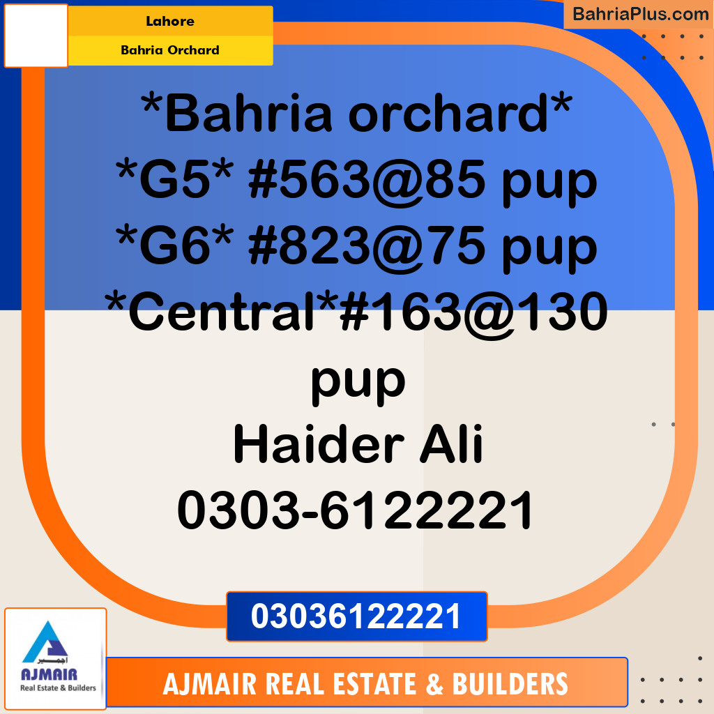Residential Plot for Sale in Bahria Orchard, Lahore - (BP-307644)