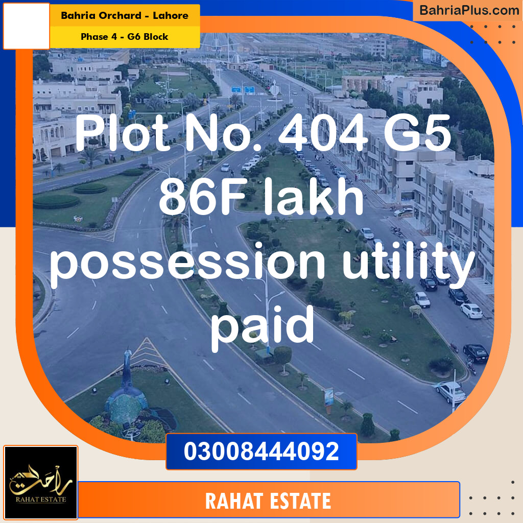 10 Marla Residential Plot for Sale in Phase 4 - G6 Block -  Bahria Orchard, Lahore - (BP-307668)