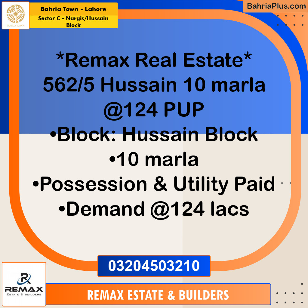 10 Marla Residential Plot for Sale in Sector C - Nargis/Hussain Block -  Bahria Town, Lahore - (BP-307675)