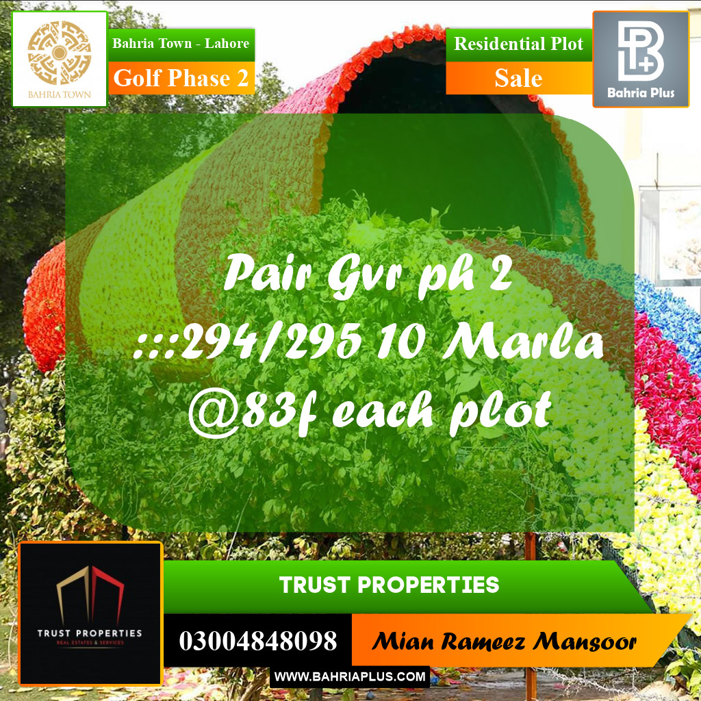 10 Marla Residential Plot for Sale in Golf Phase 2 -  Bahria Town, Lahore - (BP-307680)