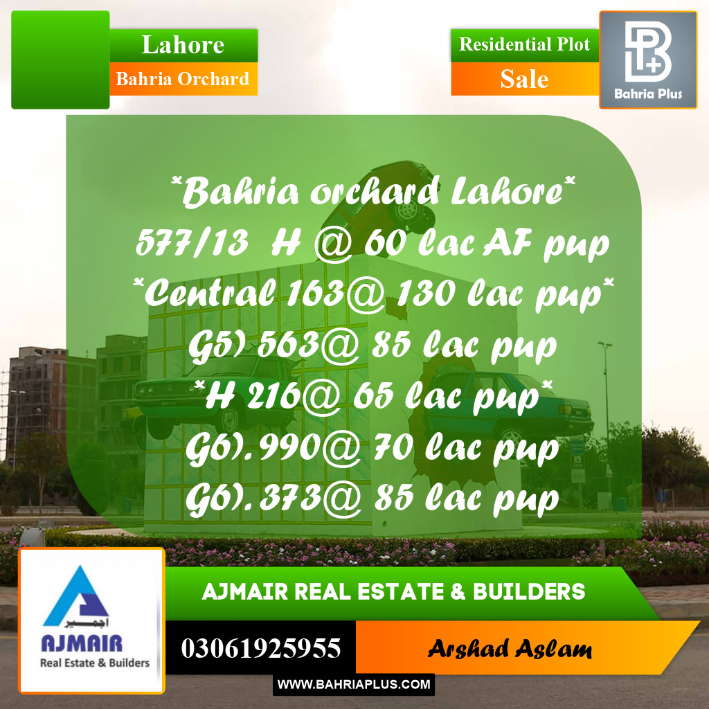 Residential Plot for Sale in Bahria Orchard, Lahore - (BP-307688)