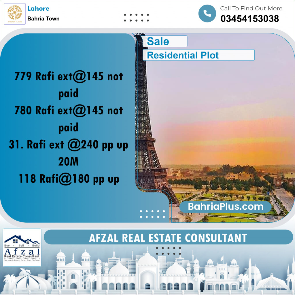 Residential Plot for Sale in Bahria Town, Lahore - (BP-307749)