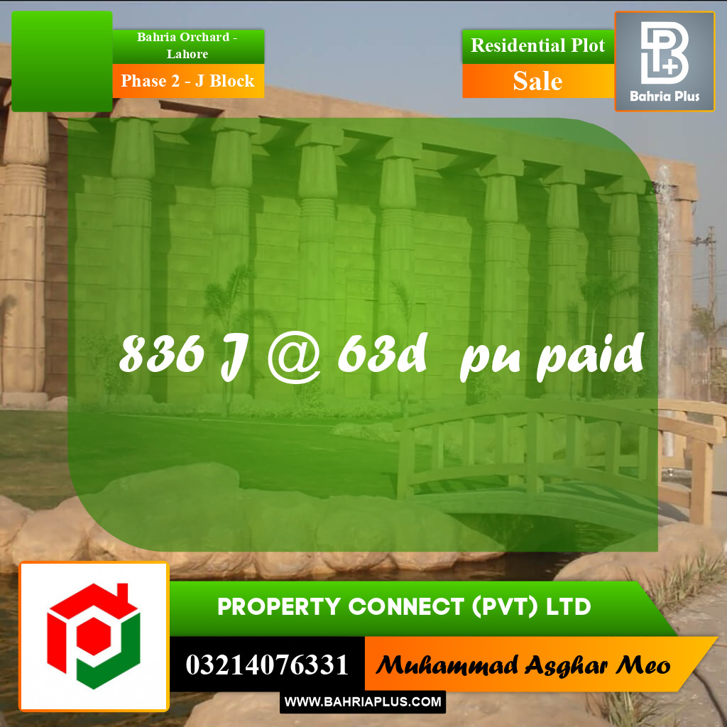 8 Marla Residential Plot for Sale in Phase 2 - J Block -  Bahria Orchard, Lahore - (BP-307760)