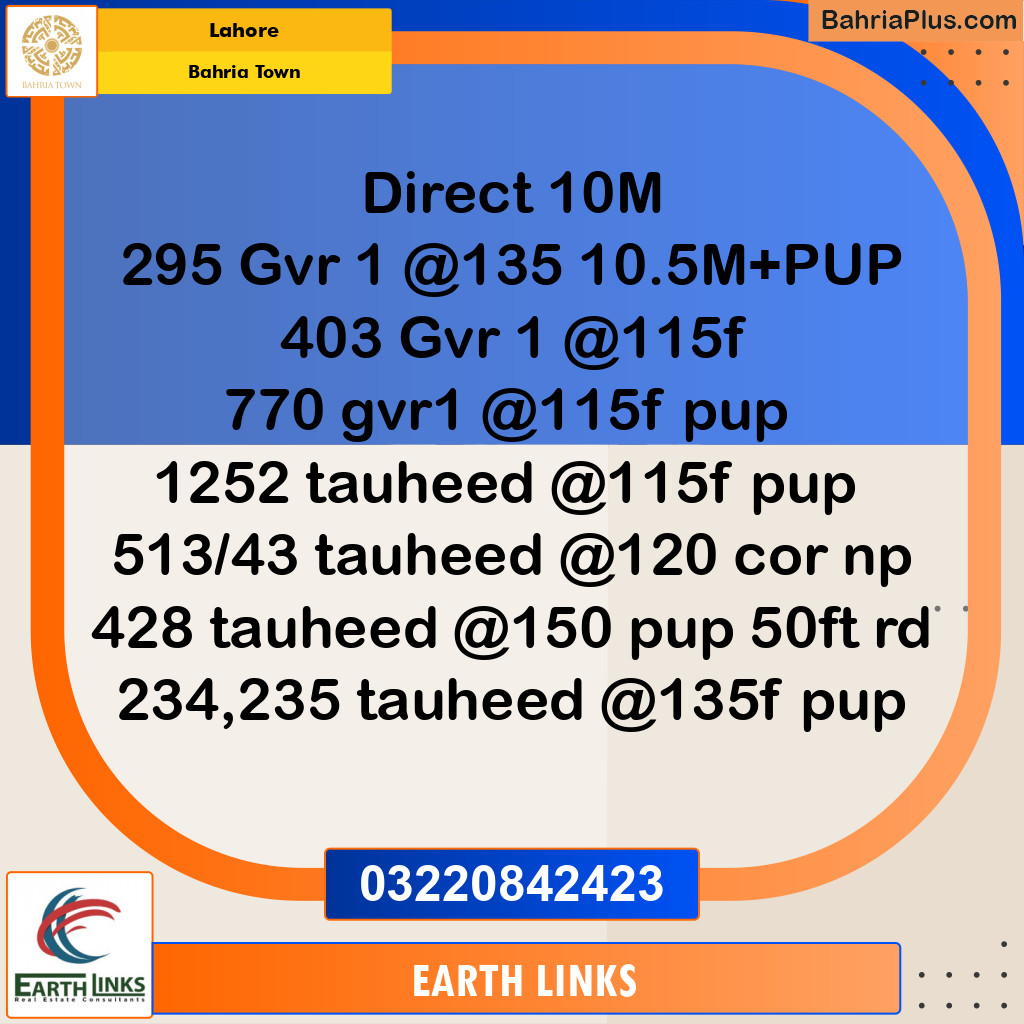 Residential Plot for Sale in Bahria Town, Lahore - (BP-307803)