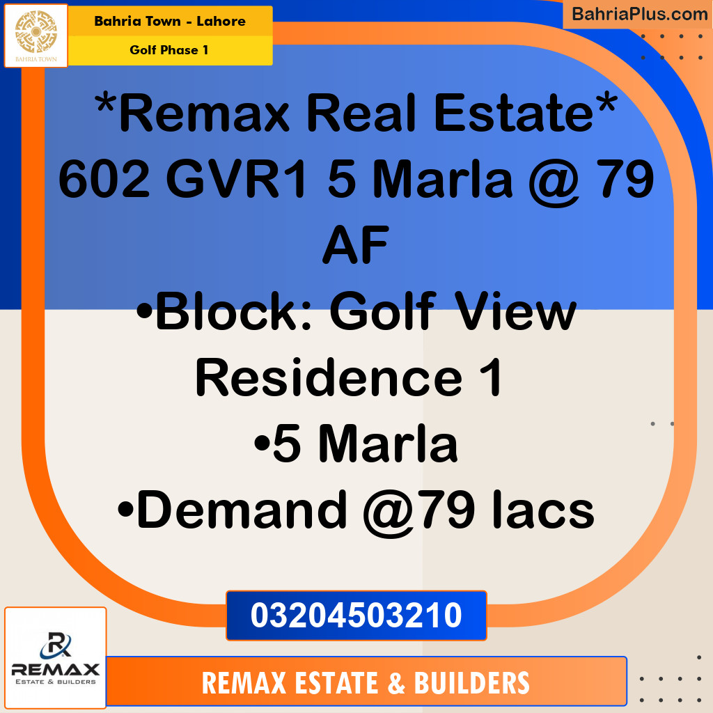 5 Marla Residential Plot for Sale in Golf Phase 1 -  Bahria Town, Lahore - (BP-307834)