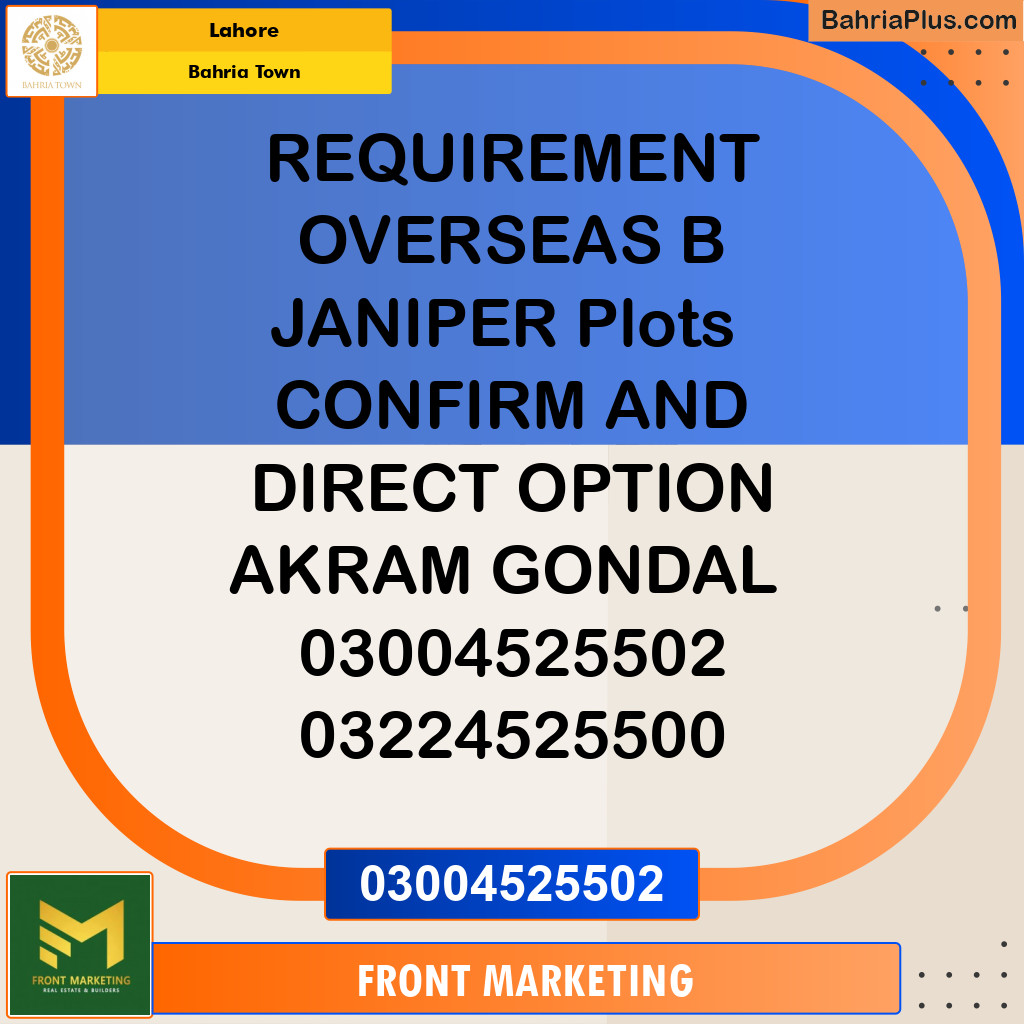 Residential Plot for Sale in Bahria Town, Lahore - (BP-307882)