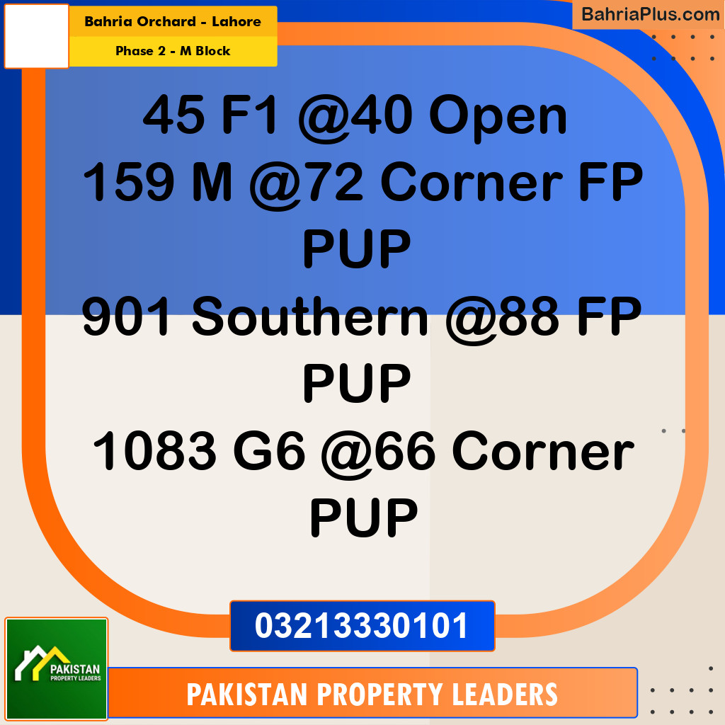 5 Marla Residential Plot for Sale in Phase 2 - M Block -  Bahria Orchard, Lahore - (BP-307920)